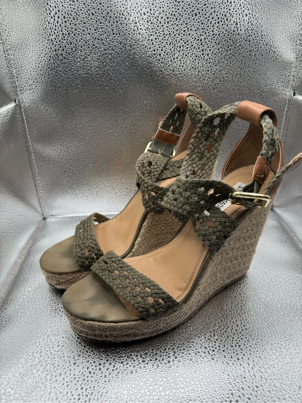 Steve Madden Olive Braided Espadrille Wedge Sandals